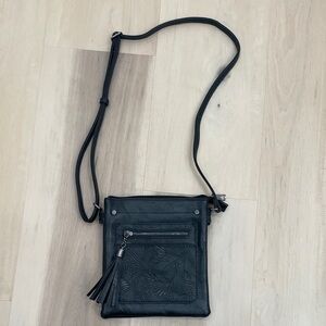 Elegant Black Embossed Crossbody Bag